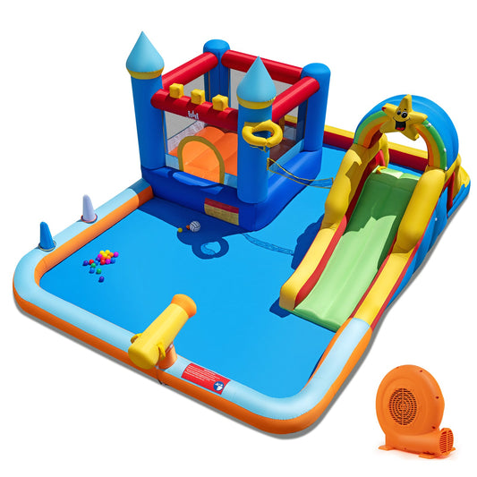 Inflatable Water Slide Park Bouncy Castle with Climbing Wall with 750W Blower - Tampa Home & Garden Store