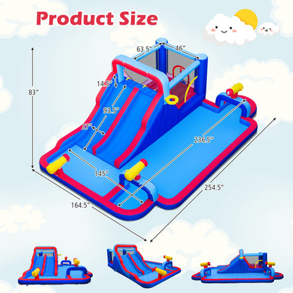 Inflatable Water Slide Park Giant Bounce House with Double Slides with 750W blower