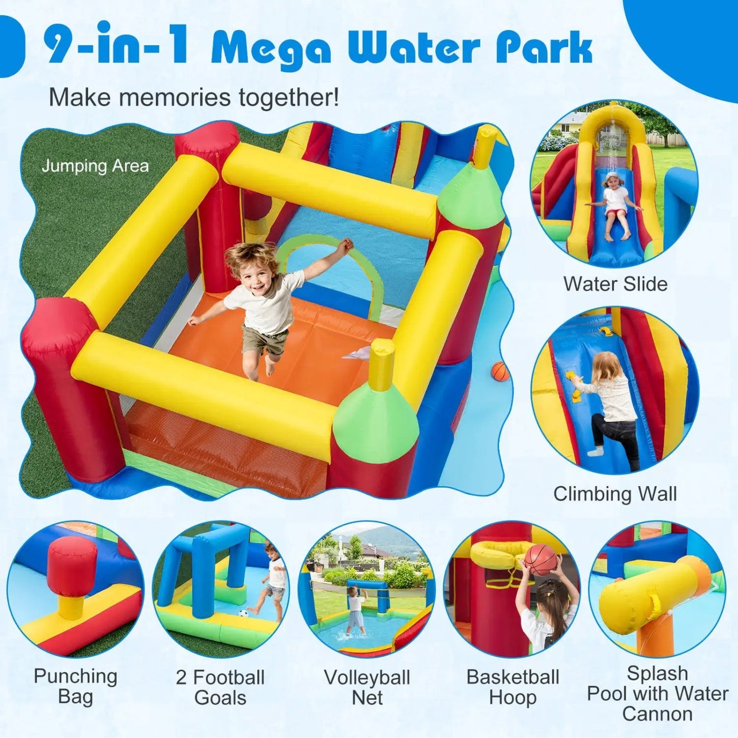 Inflatable Water Slide Bounce House 9in Wet Dry