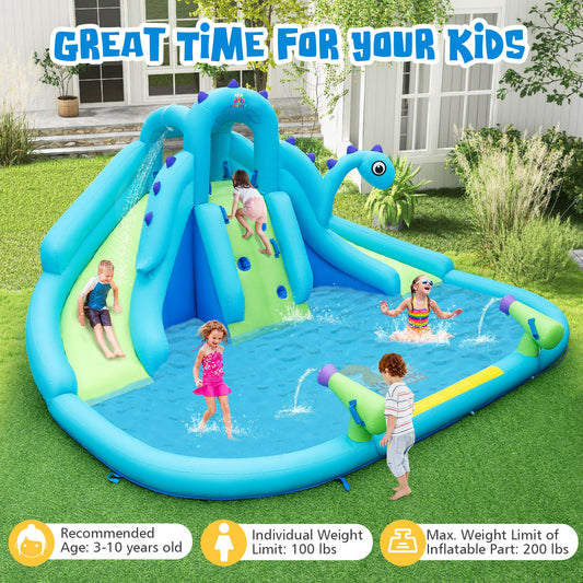 Inflatable Water Slide with Dual Slides and Large Splash Pool and Carry Bag (with 584W Blower) - Tampa Home & Garden Store