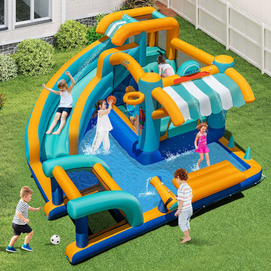Inflatable Water Slide Bounce House Kids Jump Castle with Water Cannon - Tampa Home & Garden Store