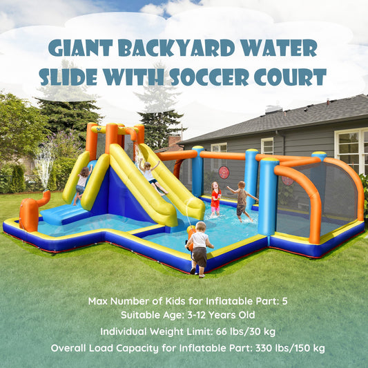 Giant Soccer-Themed Inflatable Water Slide with 735W Blower - Tampa Home & Garden Store