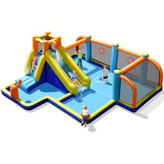 Giant Soccer Themed Inflatable Water Slide Bouncer with Splash Pool without Blower - Tampa Home & Garden Store