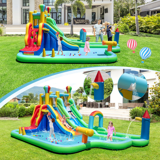Inflatable Water Slide Park Giant Bounce House with Double Long Slides - Tampa Home & Garden Store
