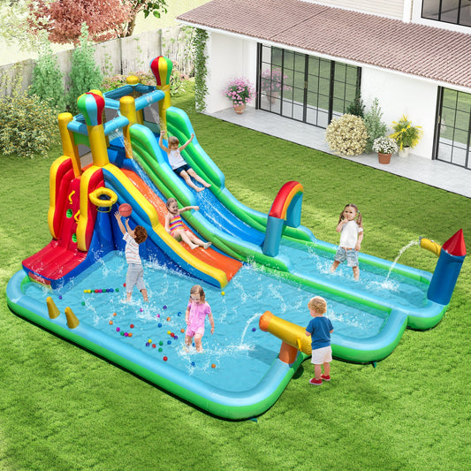 Inflatable Water Slide Park Giant Bounce House with 950W Blower - Tampa Home & Garden Store
