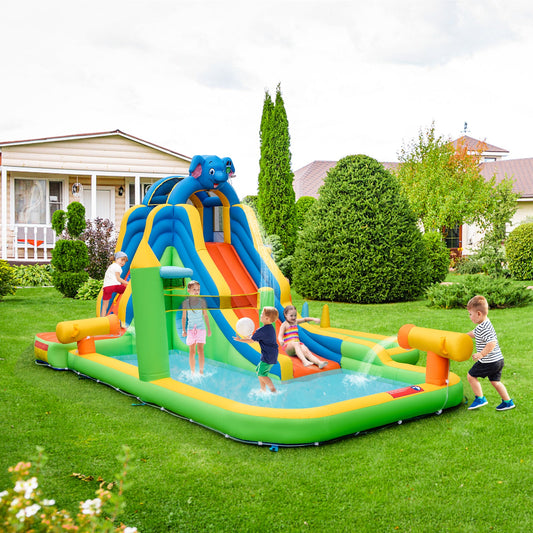 Inflatable Water Slide with Splash Pool and Climbing Wall for Oudoor Indoor without Blower - Tampa Home & Garden Store