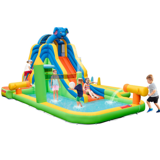 Inflatable Water Slide with Splash Pool and Climbing Wall for Oudoor Indoor without Blower - Tampa Home & Garden Store