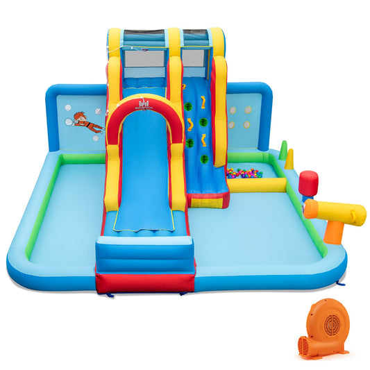 Inflatable Water Slide Water Park with Long Slide and Splash Pools and Ball Pit with 680W Blower - Tampa Home & Garden Store