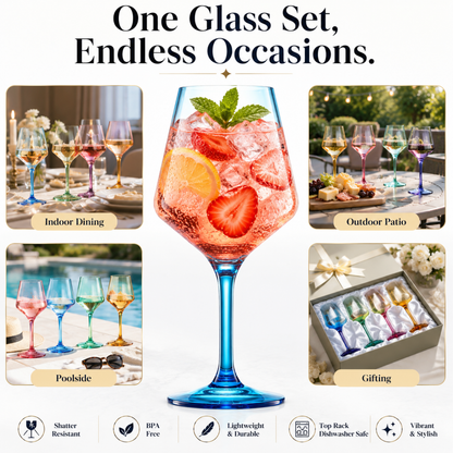 Madrid Acrylic Stemmed Wine Glasses Set of 12