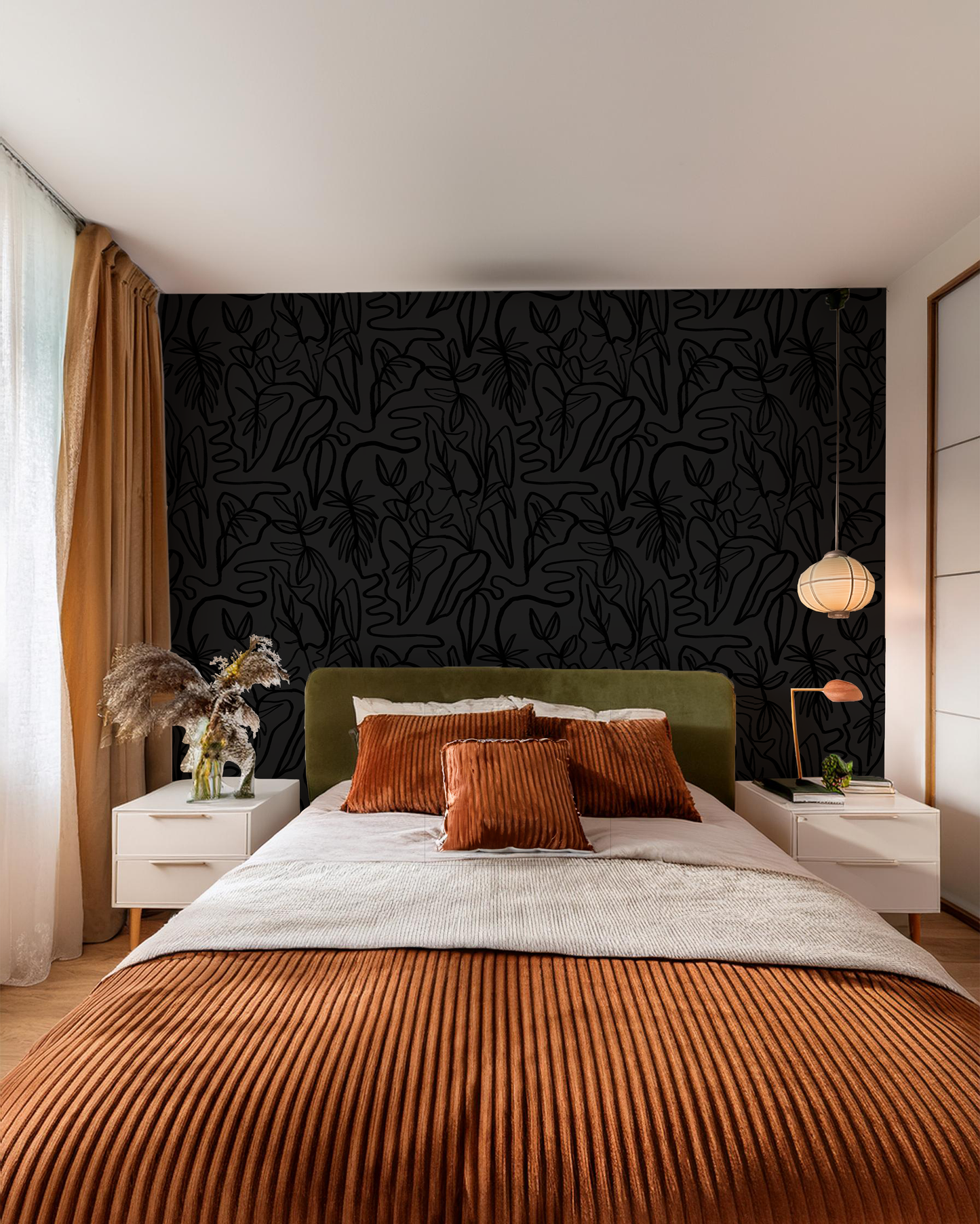 Inked Foliage Wallpaper, black - Tampa Home & Garden Store
