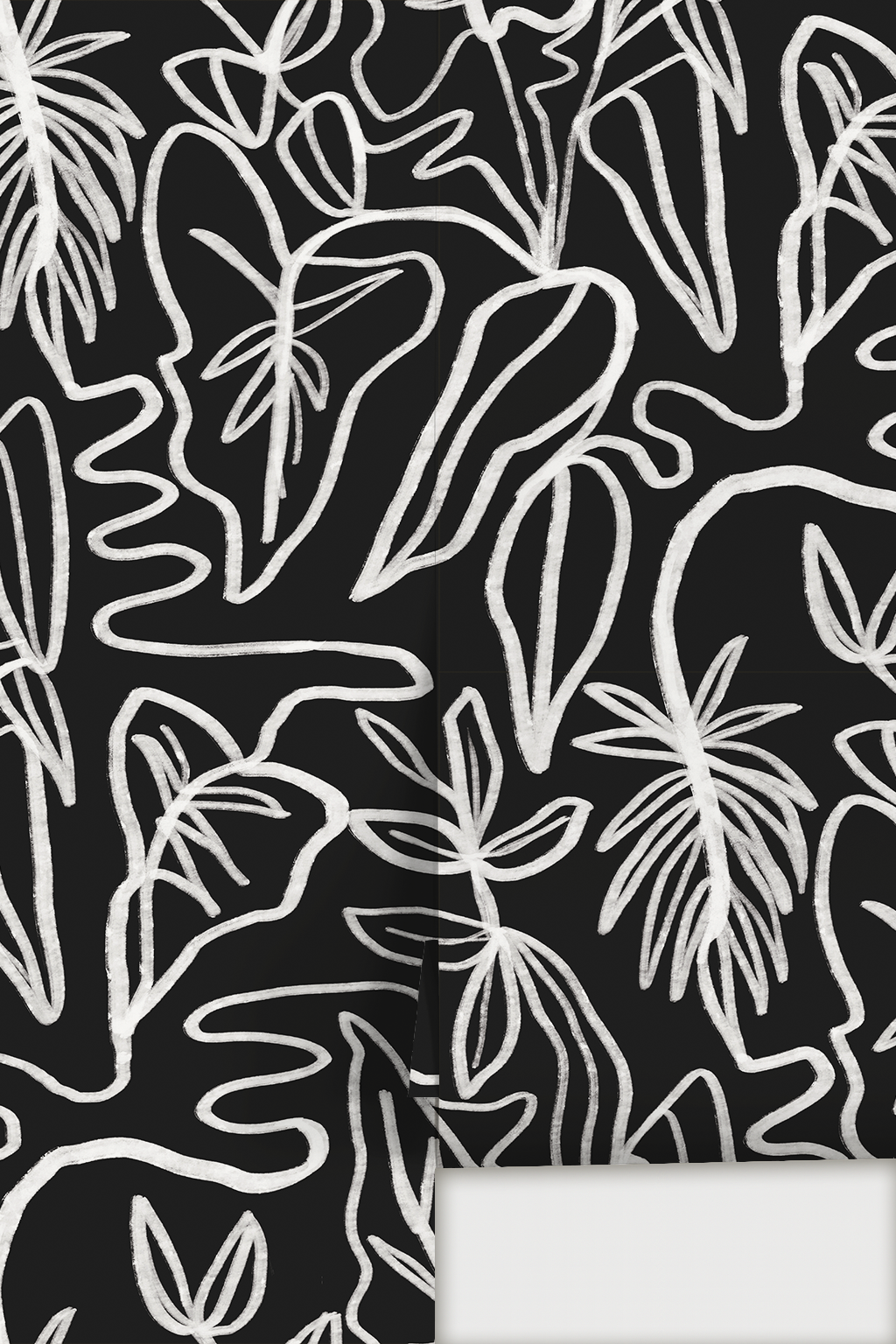 Inked Foliage Wallpaper, black and white - Tampa Home & Garden Store