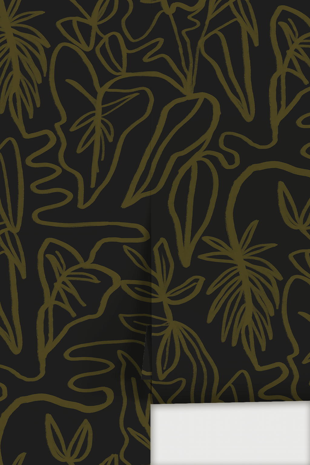 Inked Foliage Wallpaper, black & olive green - Tampa Home & Garden Store