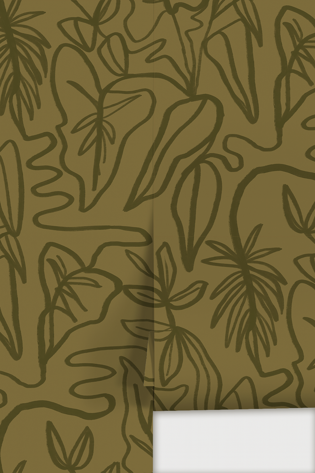 Inked Foliage Wallpaper, olive green - Tampa Home & Garden Store
