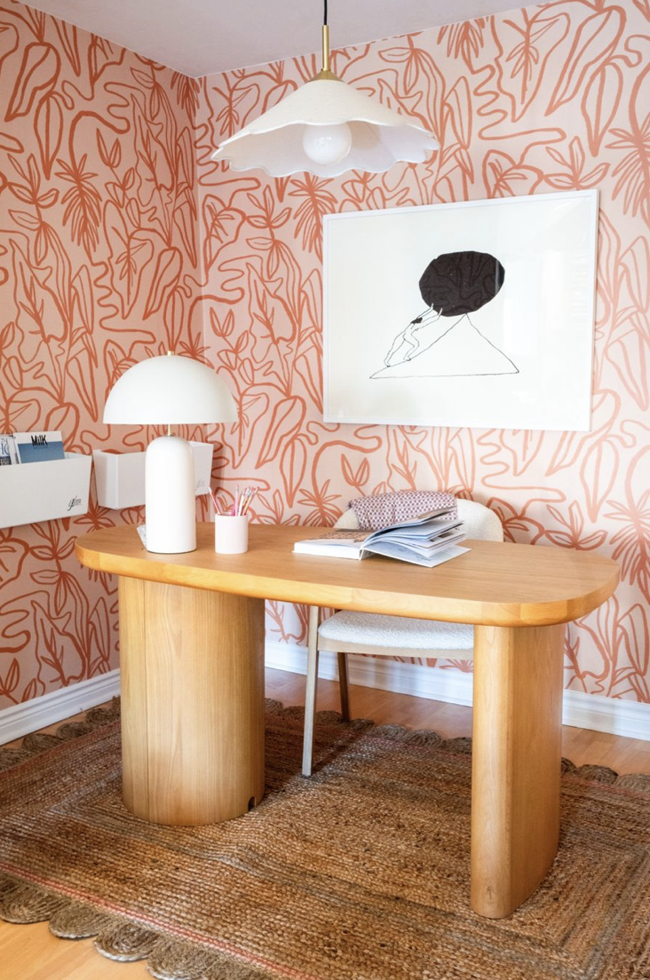 Inked Foliage Wallpaper, peach & orange - Tampa Home & Garden Store