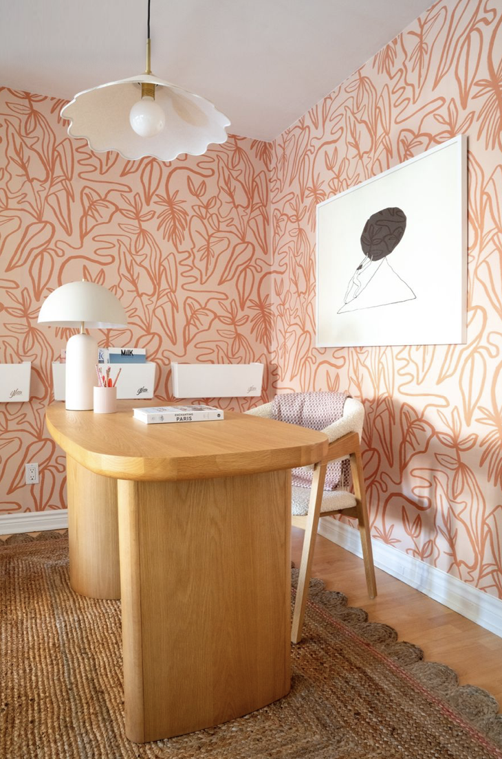 Inked Foliage Wallpaper, peach & orange - Tampa Home & Garden Store