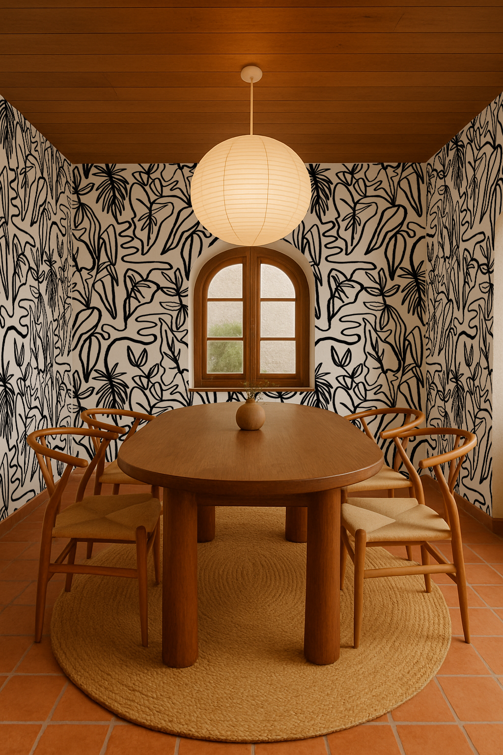 Inked Foliage Wallpaper, white and black - Tampa Home & Garden Store