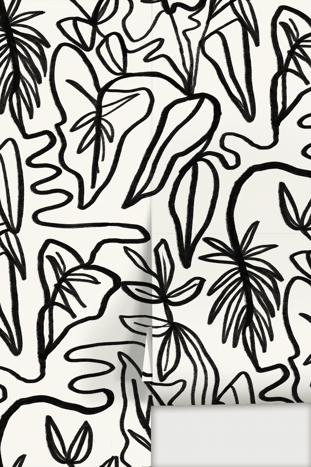 Inked Foliage Wallpaper, white and black - Tampa Home & Garden Store