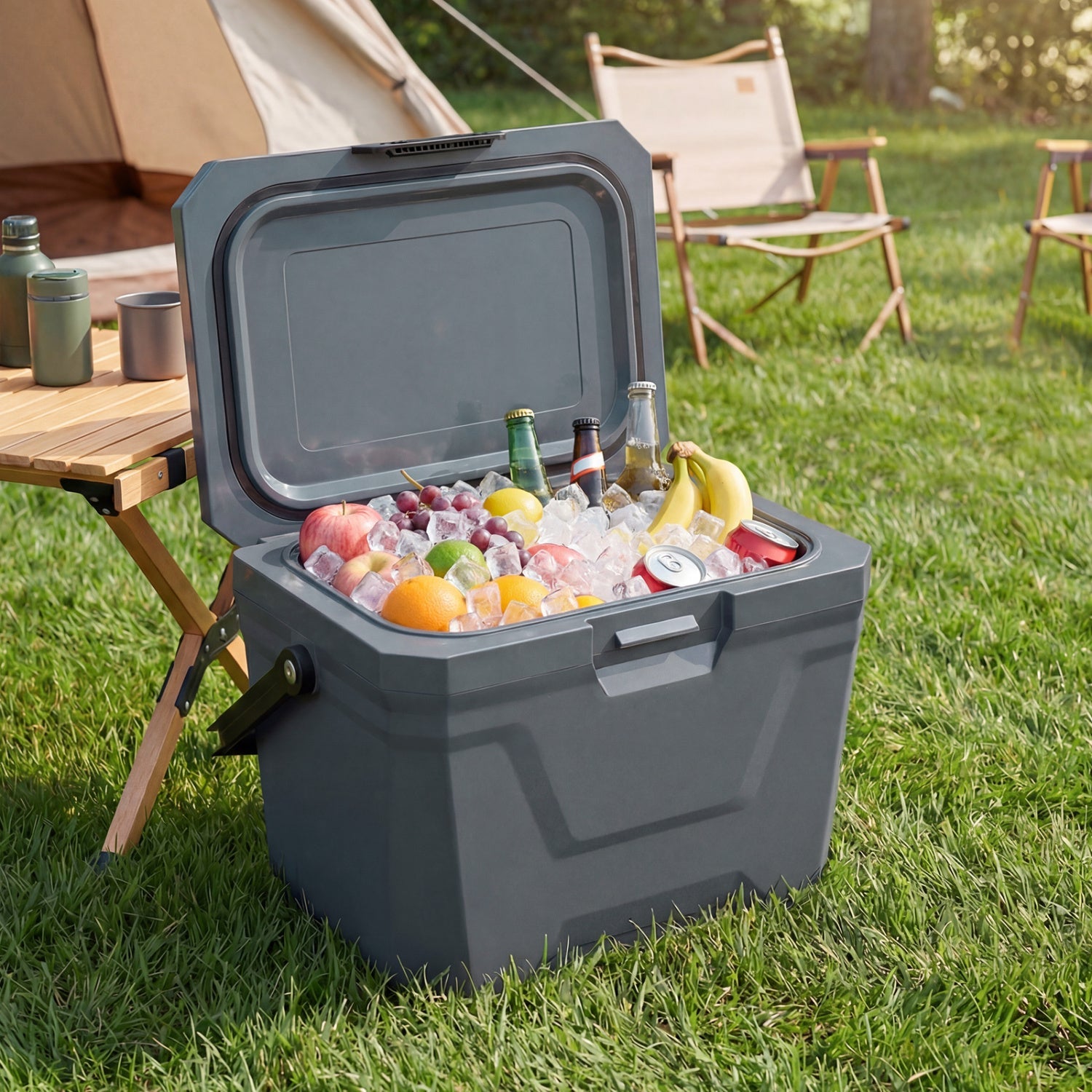 GemGear insulated portable cooler hard shell ice chest with 2 cup holders gray on Tampa Home & Garden Store