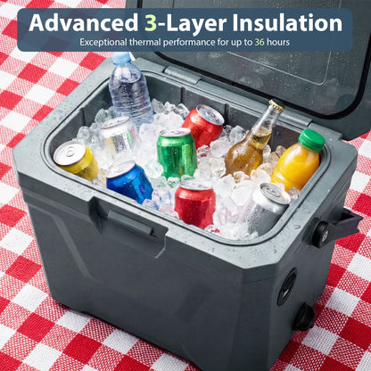 GemGear insulated portable cooler hard shell ice chest gray with 2 cup holders on Tampa Home & Garden Store