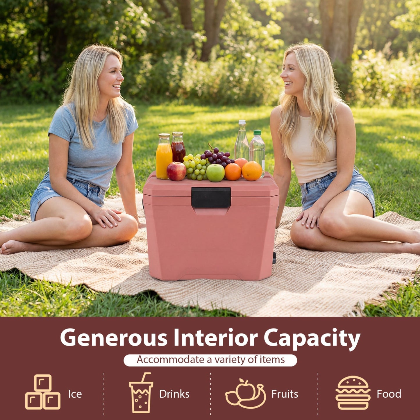 GemGear insulated portable cooler hard shell ice chest with 2 cup holders pink color on Tampa Home & Garden Store
