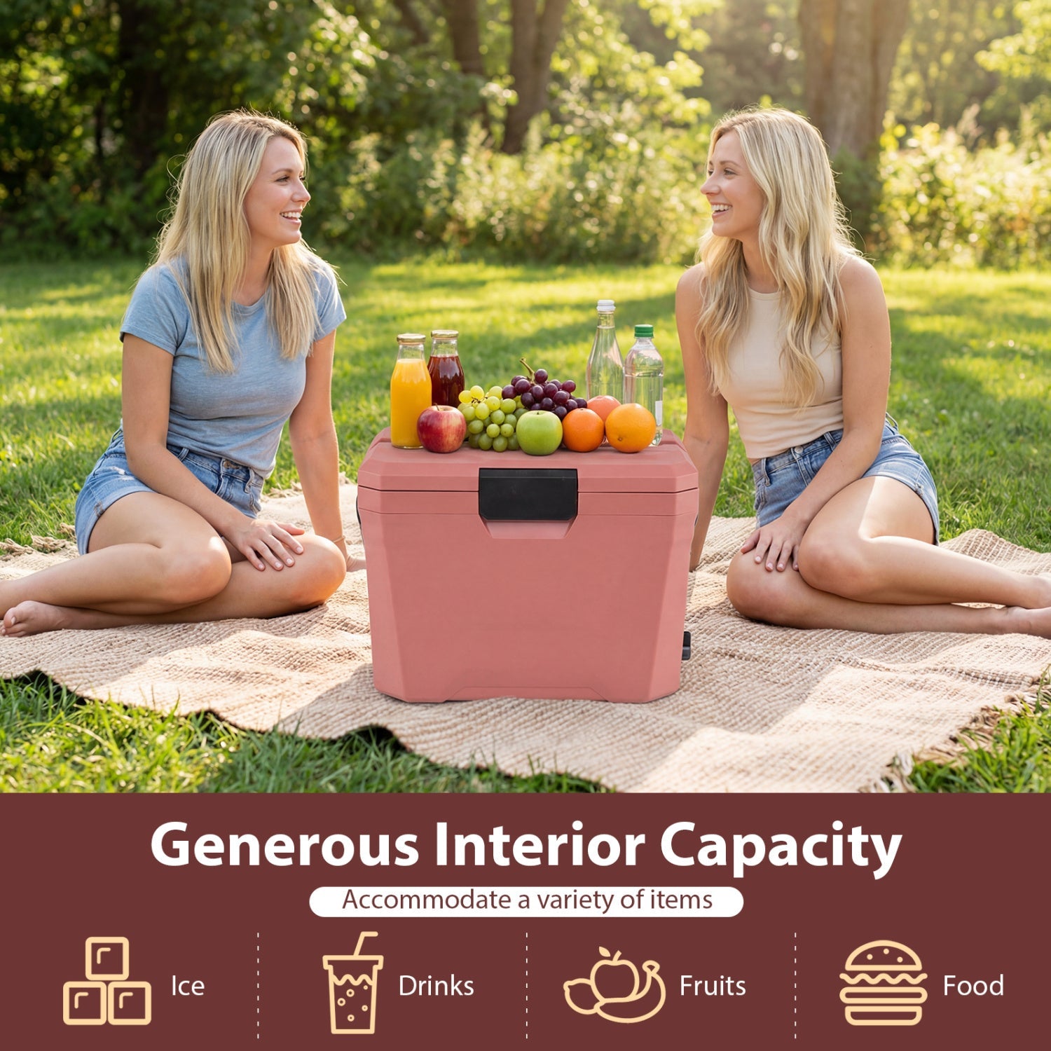 GemGear insulated portable cooler hard shell ice chest with 2 cup holders pink color on Tampa Home & Garden Store