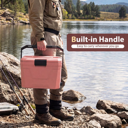 Insulated cooler GemGear with built-in handle and 2 cup holders, pink hard shell on Tampa Home & Garden Store