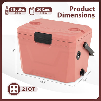 GemGear insulated portable cooler hard shell with 2 cup holders in peach, 21qt capacity on Tampa Home & Garden Store