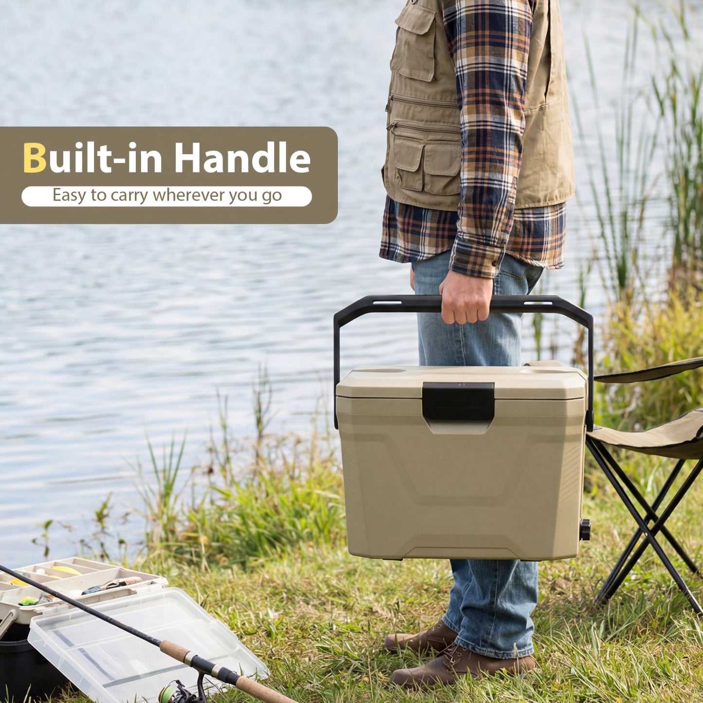 GemGear insulated portable cooler hard shell with built-in handle and 2 cup holders on Tampa Home & Garden Store