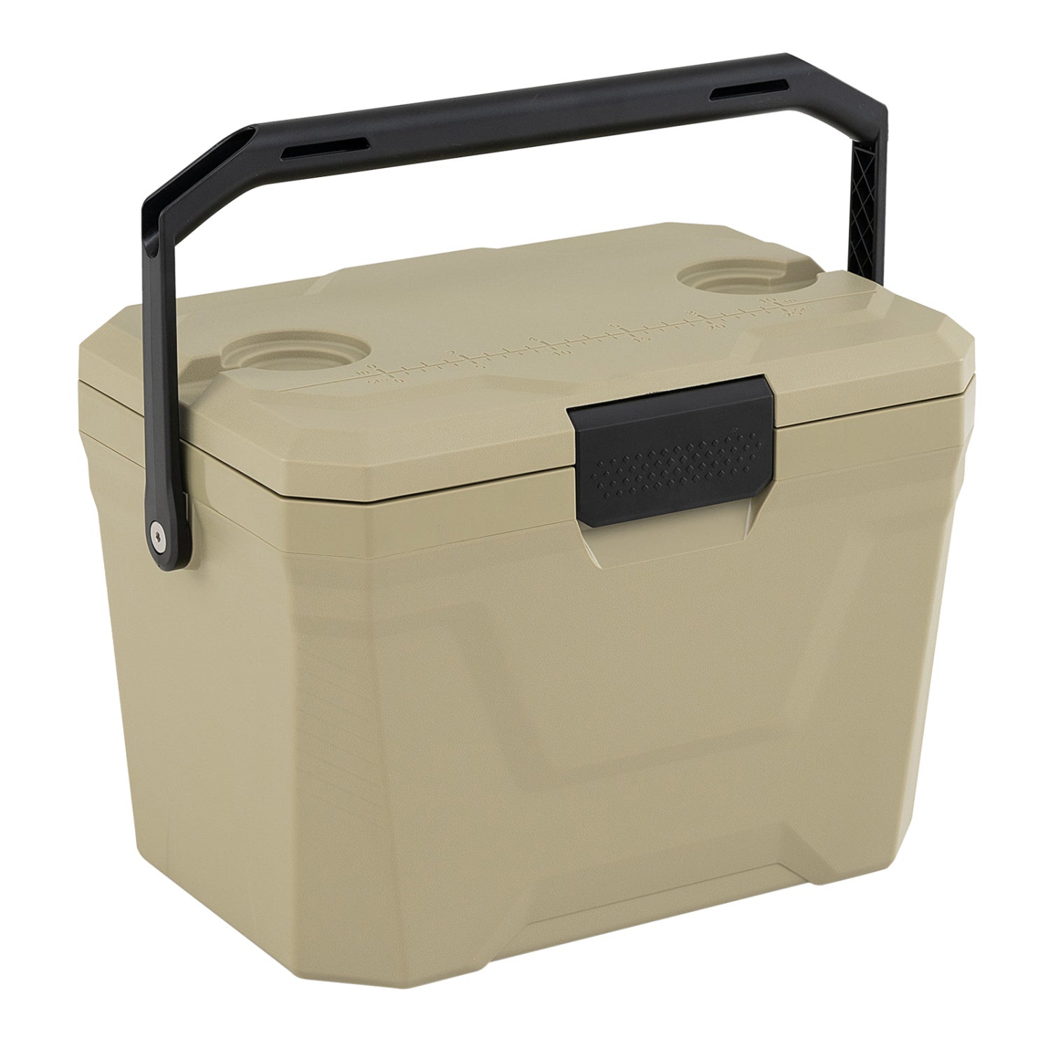 GemGear insulated portable cooler hard shell ice chest with 2 cup holders tan with black handle on Tampa Home & Garden Store