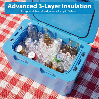 Insulated portable blue cooler hard shell ice chest with 2 cup holders GemGear on Tampa Home & Garden Store