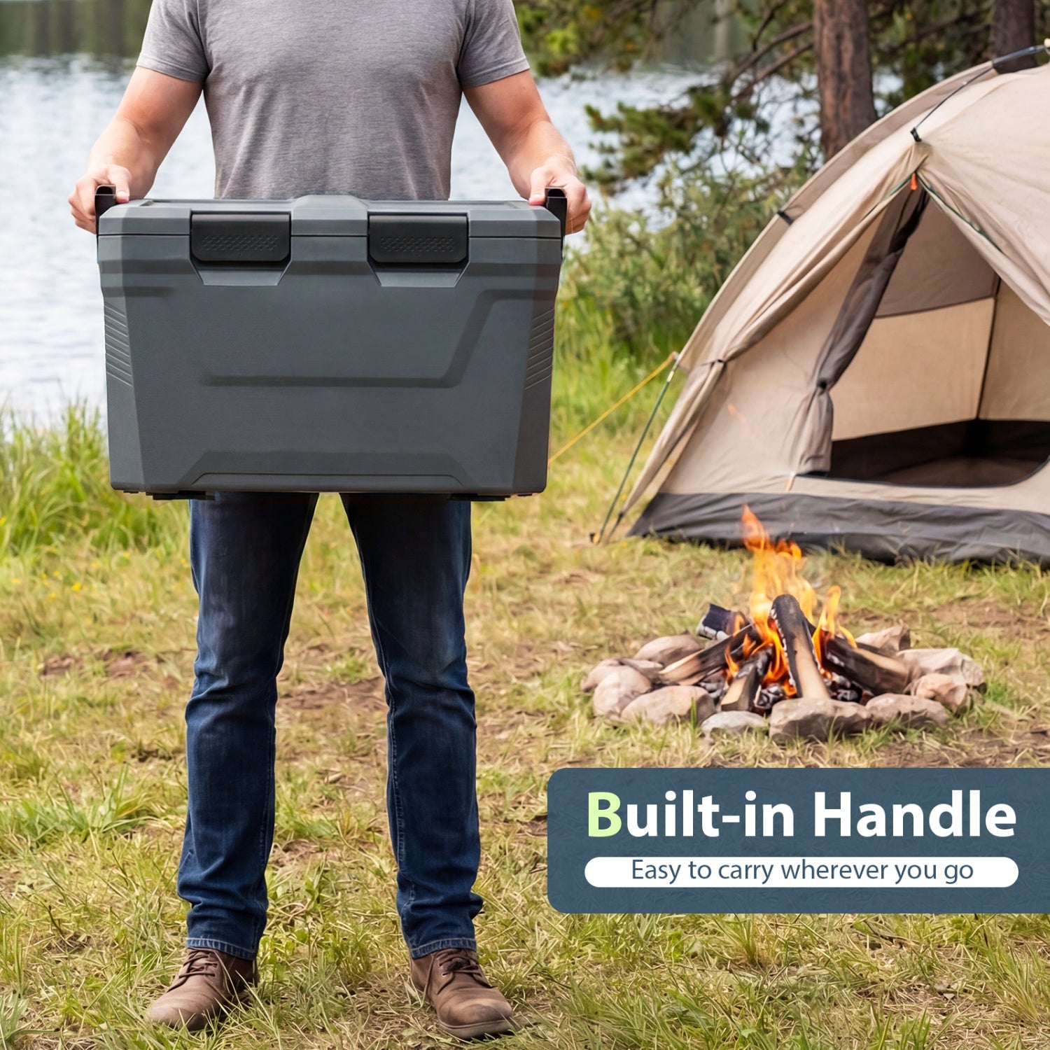 Insulated portable hard-shell GemGear cooler with built-in handles and 2 cup holders on Tampa Home & Garden Store