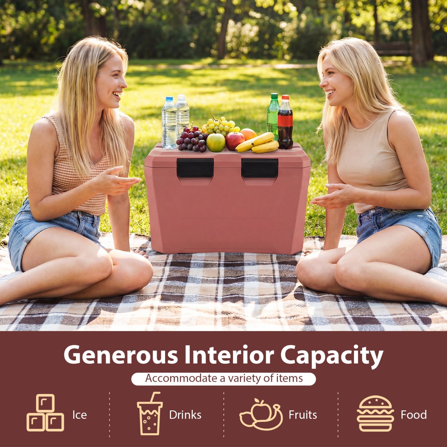 GemGear insulated portable cooler hard shell ice chest pink with 2 cup holders bottle opener and drain plug on Tampa Home & Garden Store