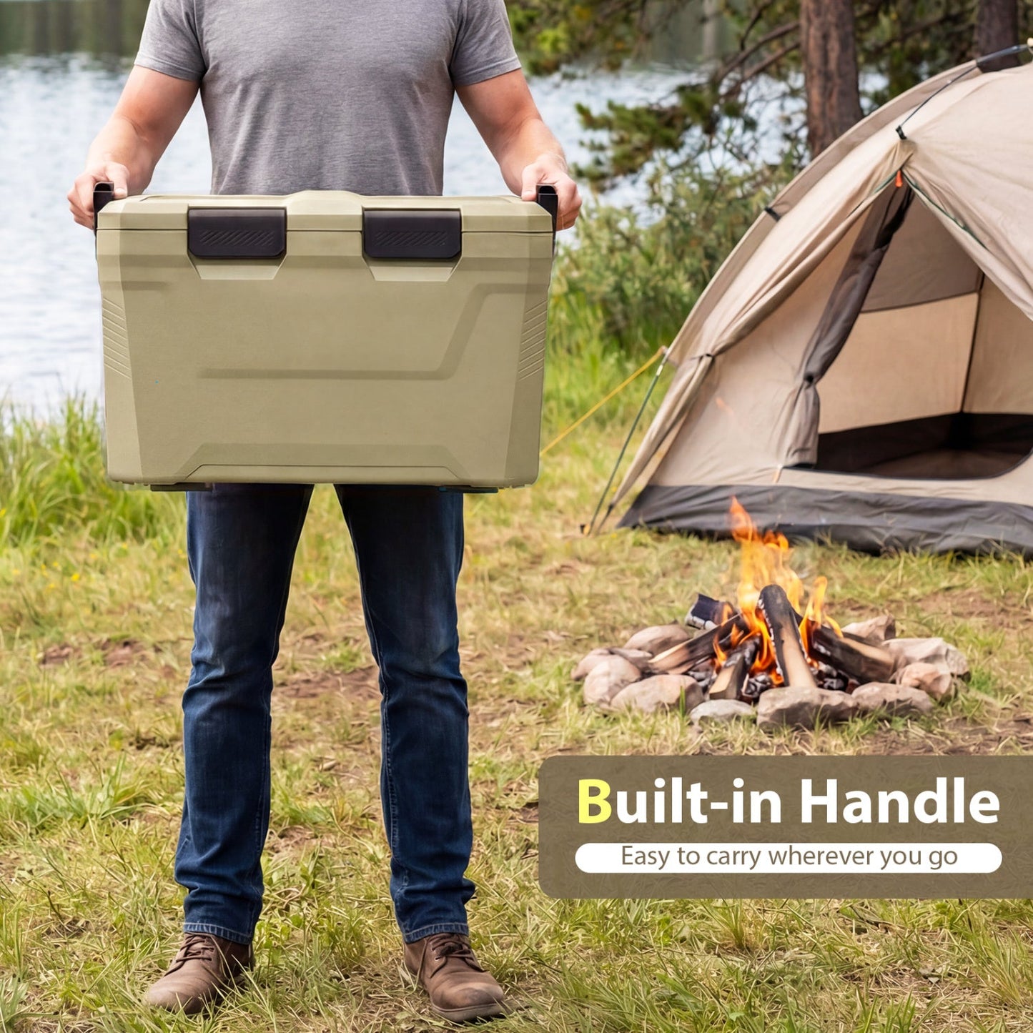 GemGear insulated portable cooler hard shell with built-in handle and 2 cup holders on Tampa Home & Garden Store