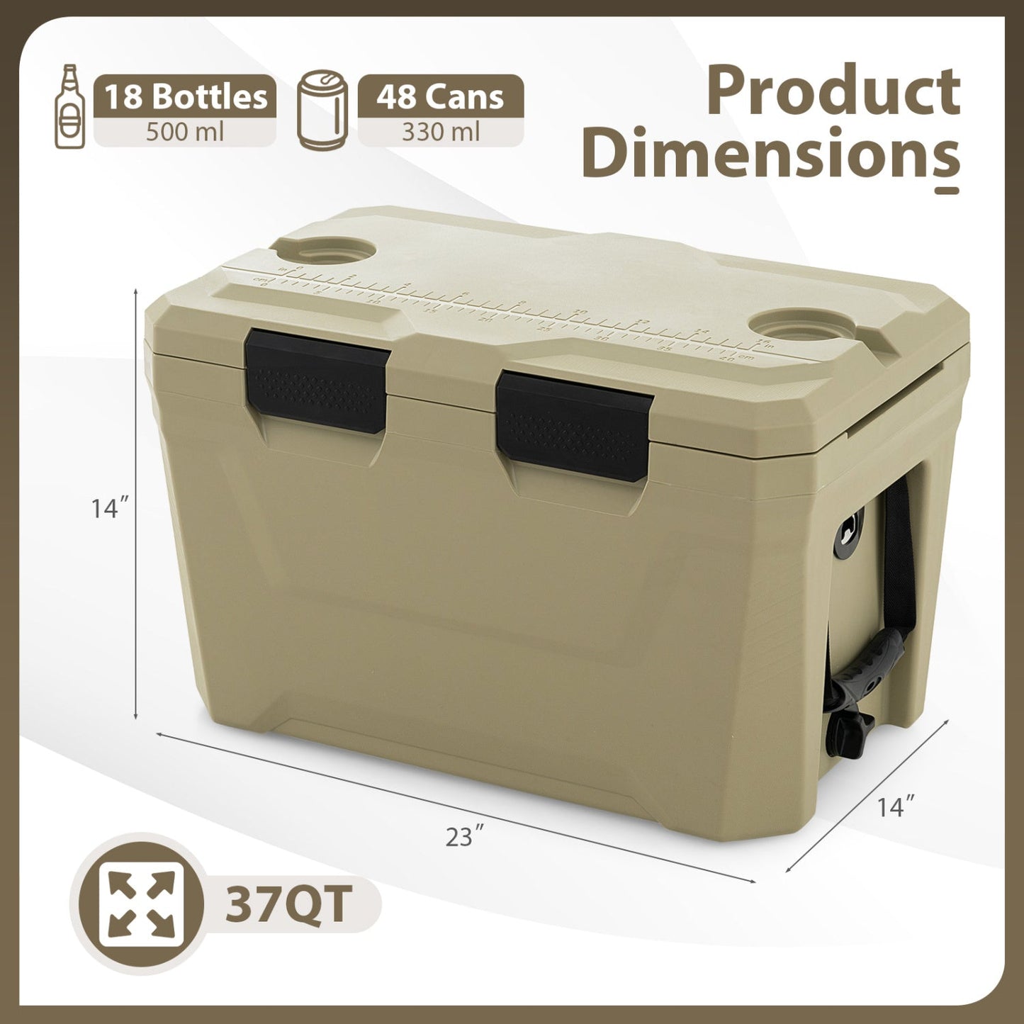 Insulated portable cooler by GemGear with 2 cup holders, bottle opener and drain plug on Tampa Home & Garden Store