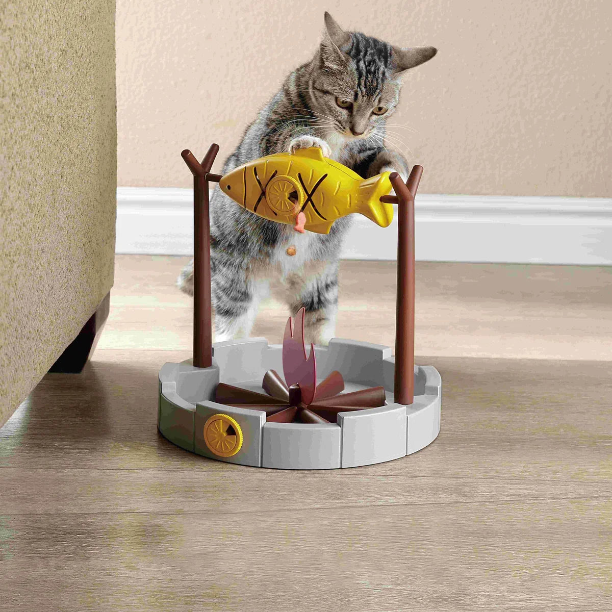 Interactive Cat Treat Dispenser & Slow Feeder – Grilled Fish Puzzle Toy - Tampa Home & Garden Store