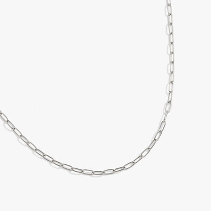 Paperclip Charm & Layering Necklace in silver-tone with elongated links on Tampa Home & Garden Store