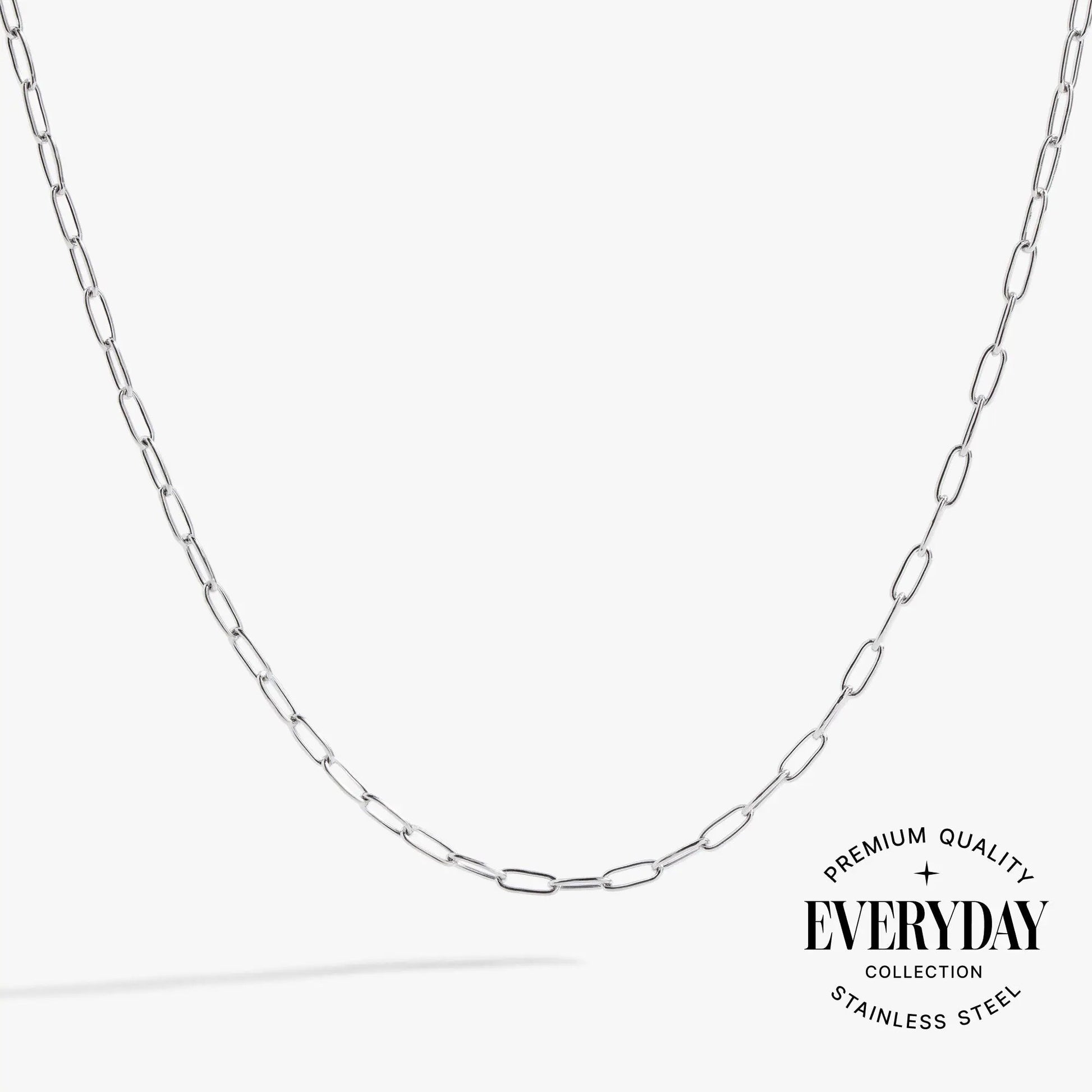 Paperclip Charm Layering Necklace by Alex and Ani, silver-tone stainless steel chain on Tampa Home & Garden Store