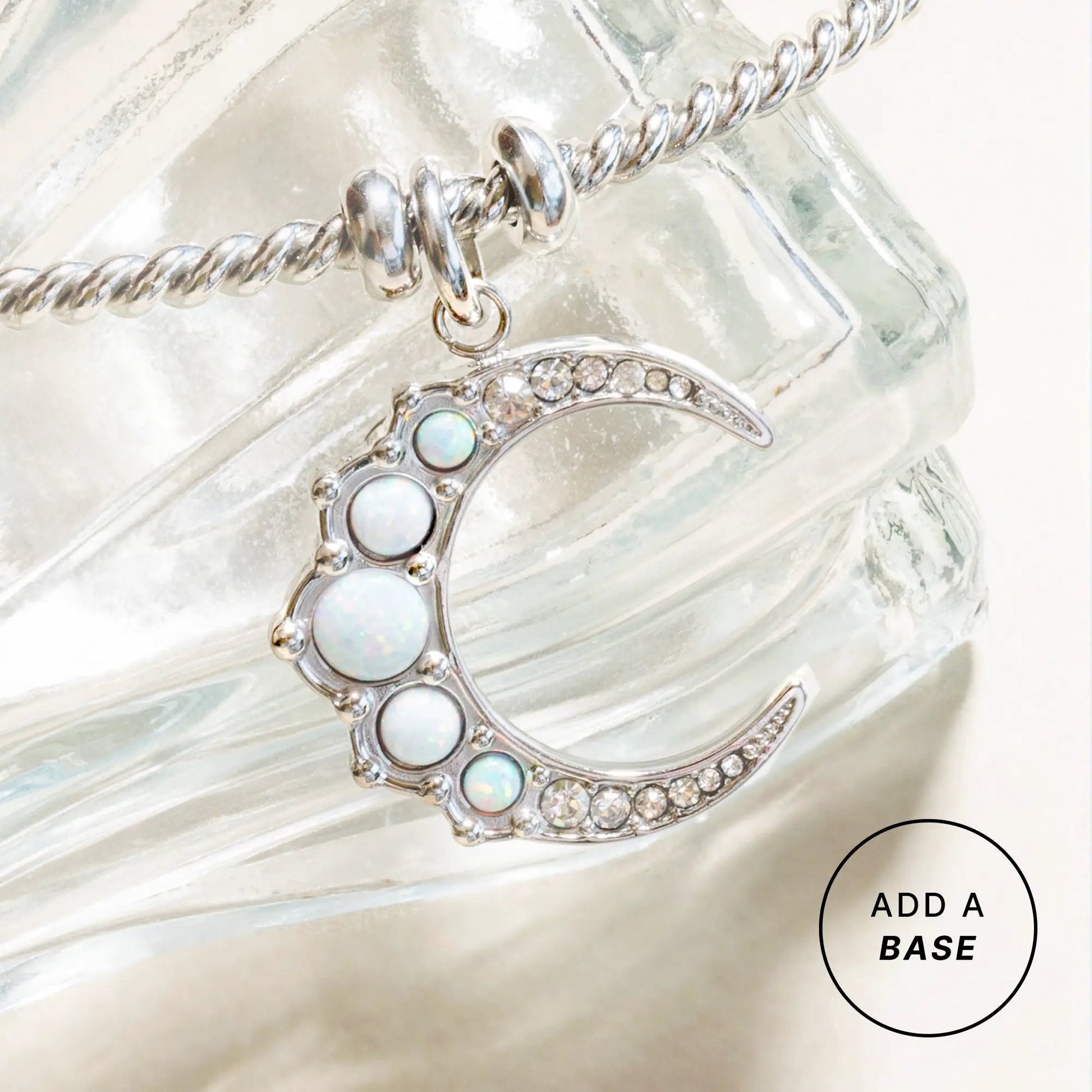 Opal Moon Interchangeable Charm on silver-tone bracelet with iridescent opal stones ALEX AND ANI on Tampa Home & Garden Store