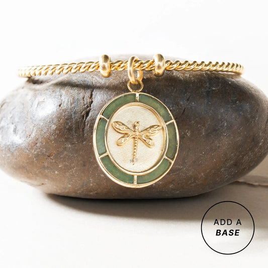 Dragonfly Interchangeable Charm by ALEX AND ANI on gold-tone rope with green enamel on Tampa Home & Garden Store