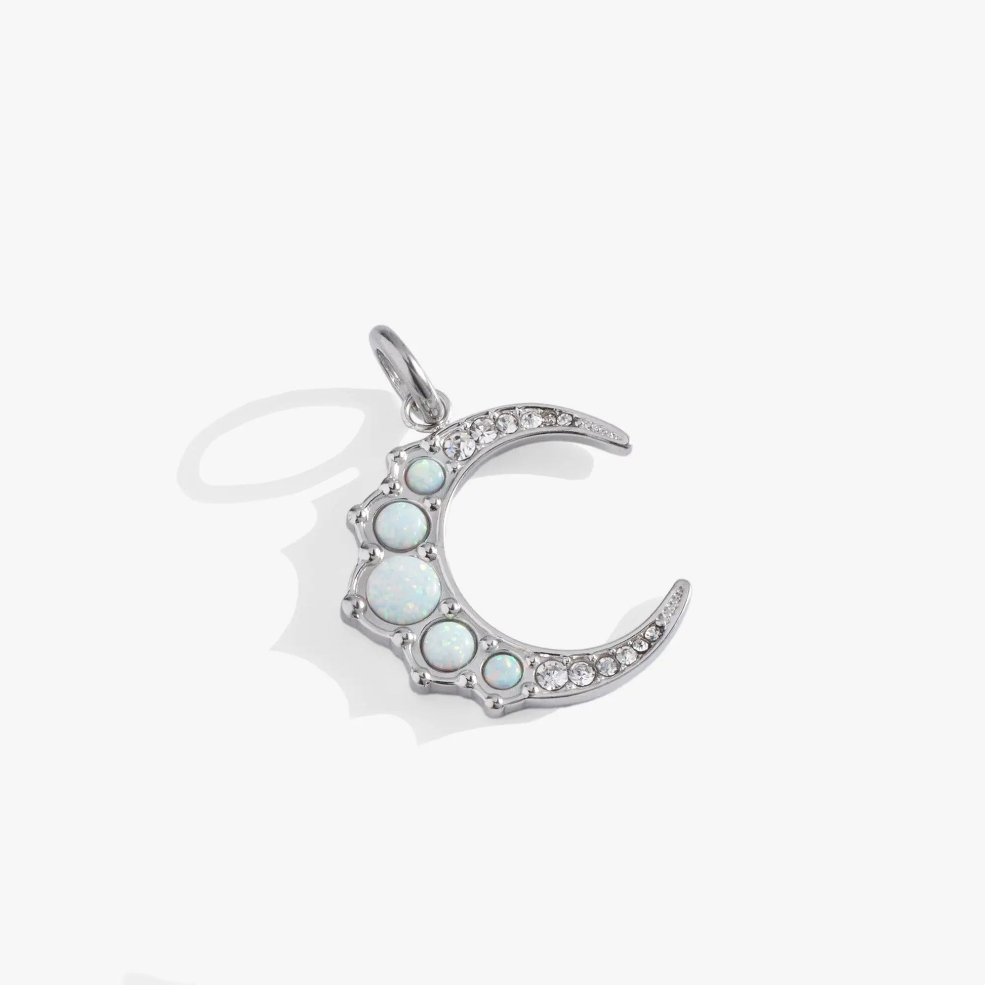 Opal Moon Interchangeable Charm by ALEX AND ANI, silver crescent with opal inlays and crystals on Tampa Home & Garden Store