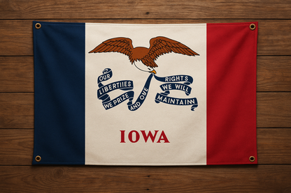 Iowa Flag with Grommets Along the Edges for Wall Hanging - Tampa Home & Garden Store
