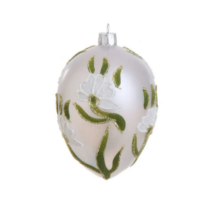Iridescent Glass Floral Egg Ornament - Tampa Home & Garden Store