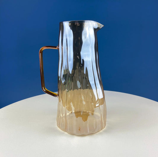 Iridescent Peach Bark Pattern Glass Pitcher Vase. Hand Blown 10" Water Ice Tea Juice or Lemonade Jug. Garden Party Lemonade Stand Tea Party. - Tampa Home & Garden Store