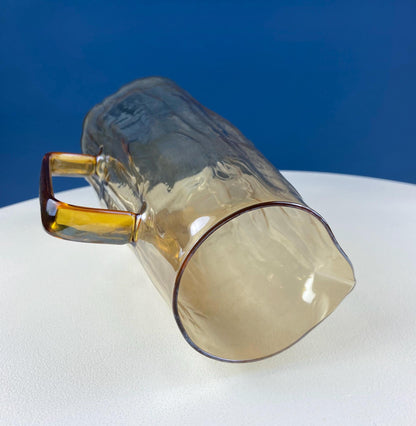 Iridescent Peach Bark Pattern Glass Pitcher Vase. Hand Blown 10" Water Ice Tea Juice or Lemonade Jug. Garden Party Lemonade Stand Tea Party. - Tampa Home & Garden Store