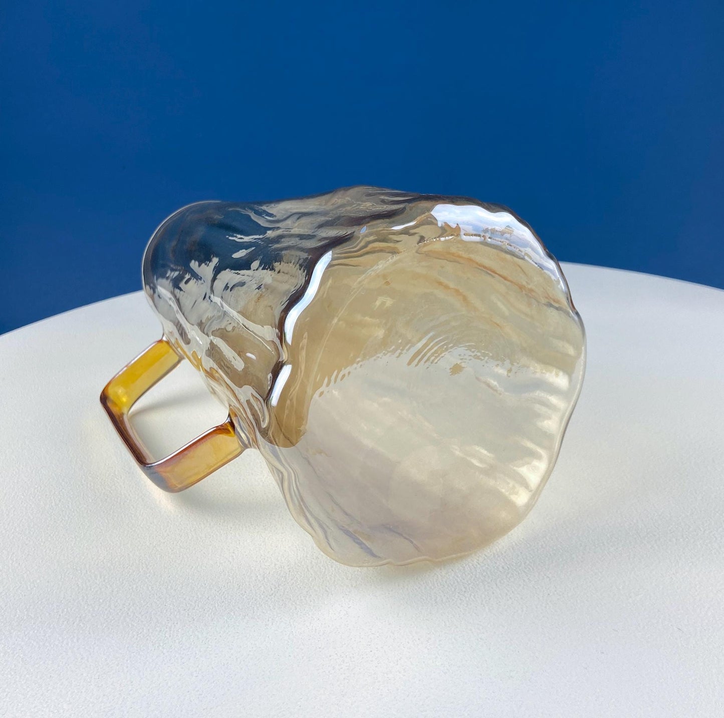Iridescent Peach Bark Pattern Glass Pitcher Vase. Hand Blown 10" Water Ice Tea Juice or Lemonade Jug. Garden Party Lemonade Stand Tea Party. - Tampa Home & Garden Store