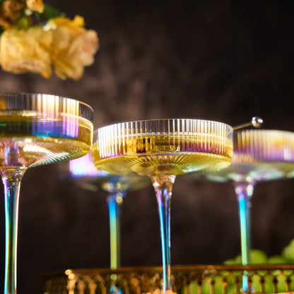 Como Ribbed Iridescent Cocktail Glasses Set of 2