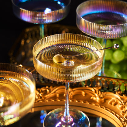 Como Ribbed Iridescent Cocktail Glasses Set of 2