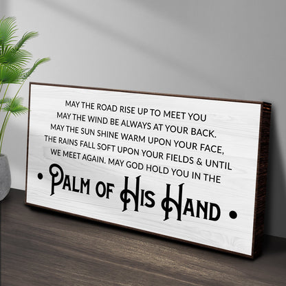 Irish Blessing Farmhouse Sign IV canvas on white woodgrain panel with brown frame and black text on Tampa Home & Garden Store