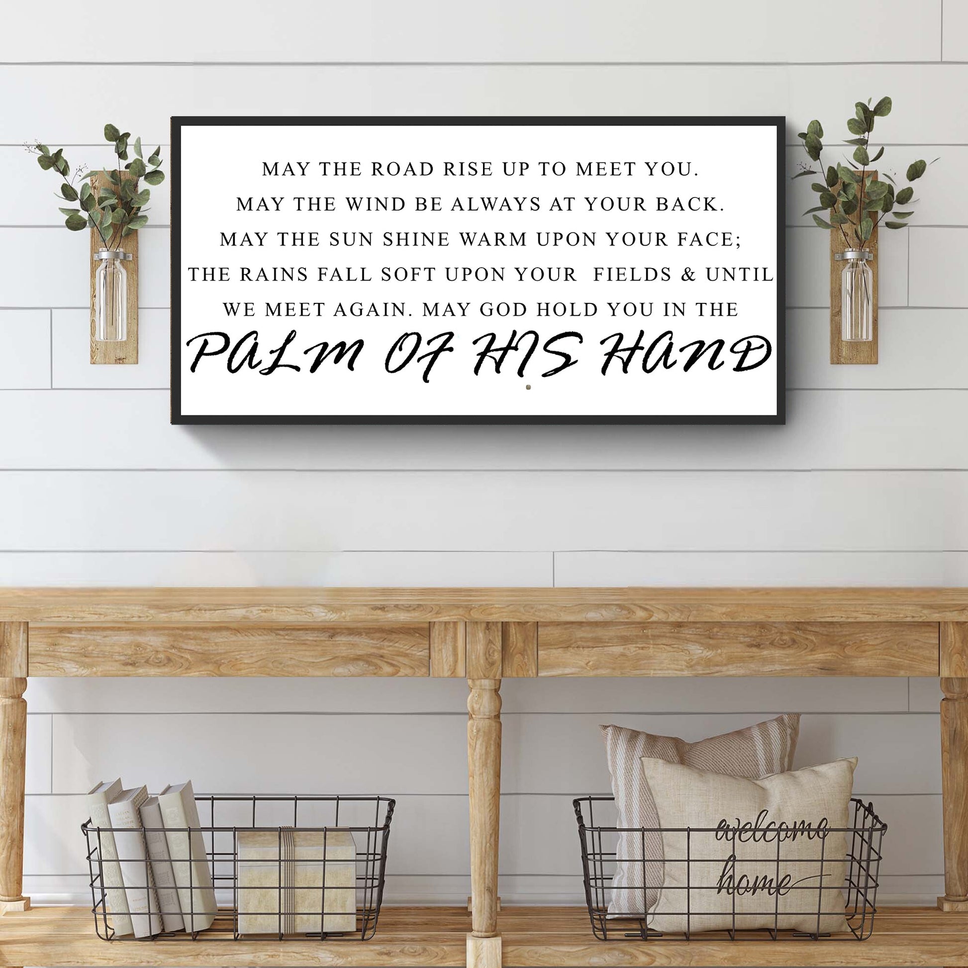Irish Blessing Farmhouse Sign III canvas by Tailored Canvases, white with black frame on Tampa Home & Garden Store
