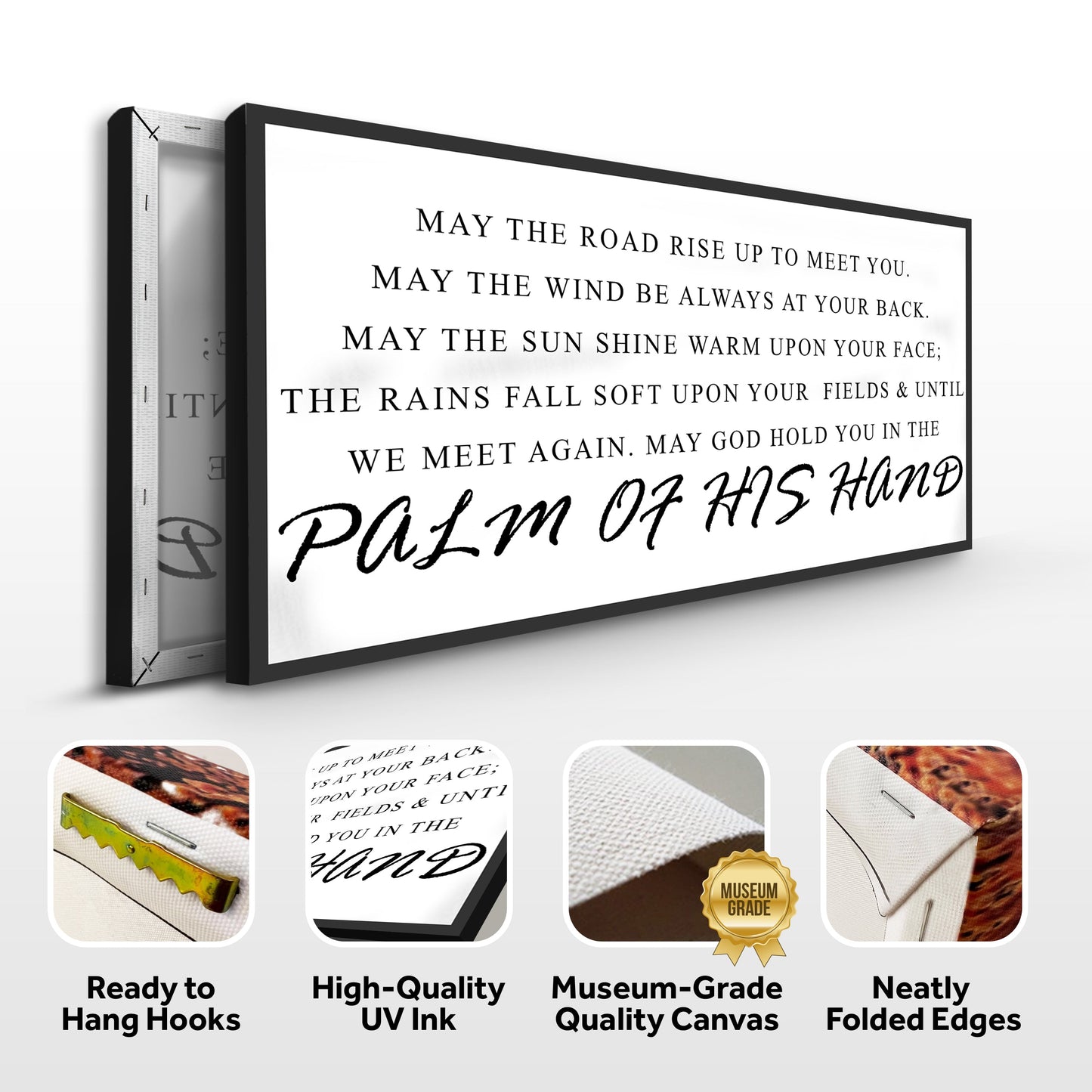 Irish Blessing Farmhouse Sign III canvas wall art by Tailored Canvases with black frame on Tampa Home & Garden Store
